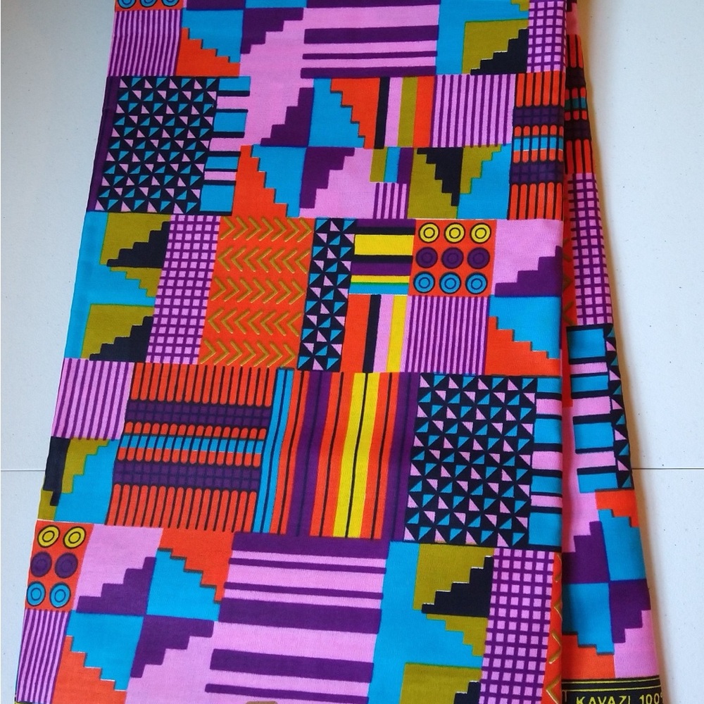 African Authentic Fabric-Colorful Geometric Patterned 100%Cotton. $7 per Yard